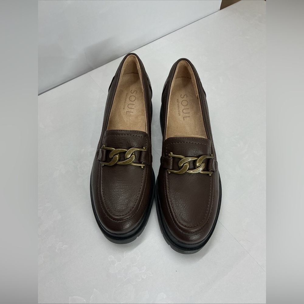 SOUL Naturalizer Dark Brown Loafers with Gold Accent